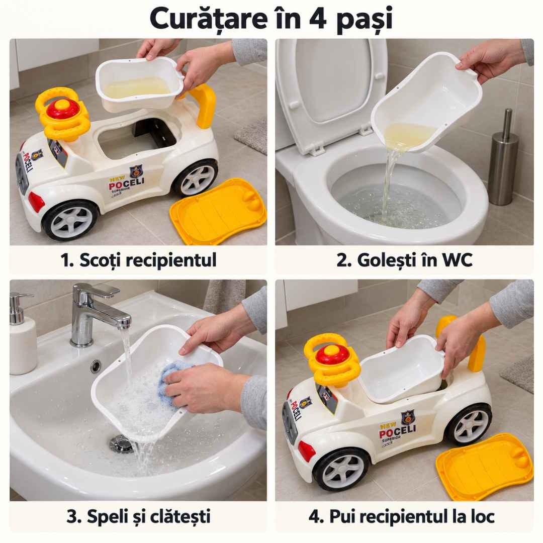 Curățarea oliței în patru pași: scoaterea recipientului, golire, spălare și reașezare