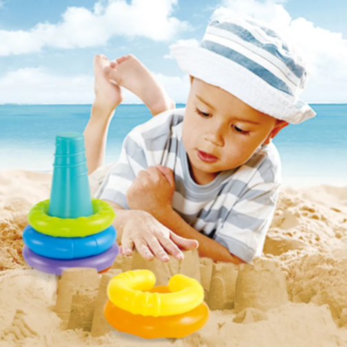 Turn cu Inele Colorate – Jucărie Montessori pentru Bebeluși