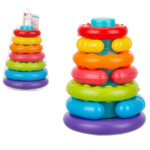 Turn cu Inele Colorate – Jucărie Montessori pentru Bebeluși