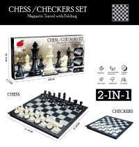 Joc de Dame și Șah Magnetic, set 2 în 1