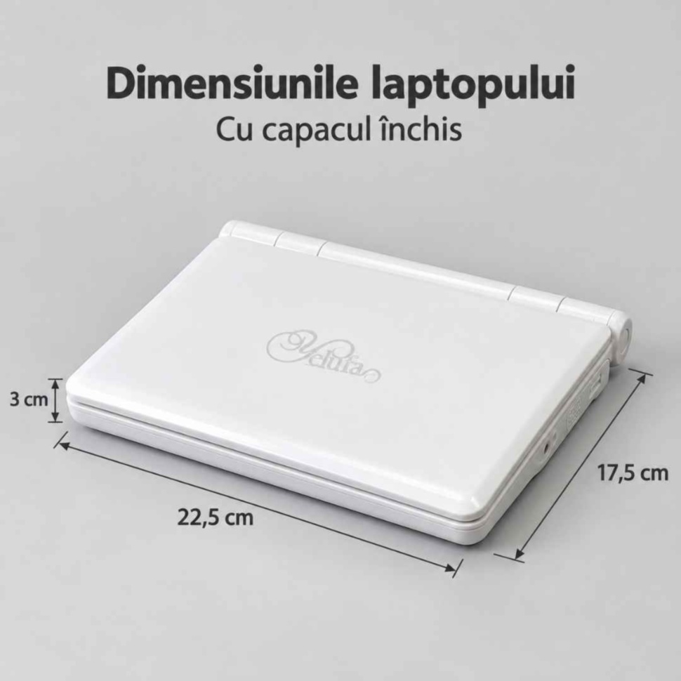 Dimensiunile laptopului închis: 22,5 × 17,5 × 3 cm
