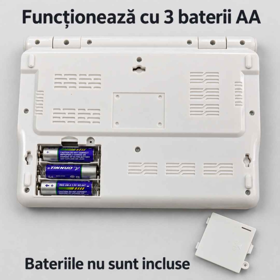 Compartimentul pentru 3 baterii AA; bateriile nu sunt incluse