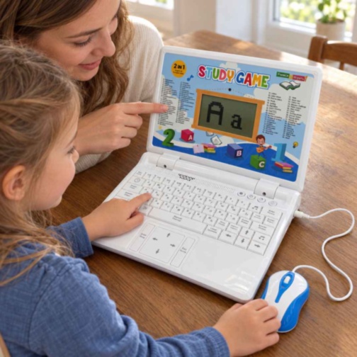 Laptop educativ bilingv pentru copii cu 40 de activități
