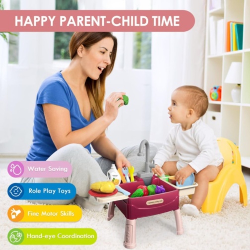 Set de Joacă Chiuvetă pentru Copii cu Apă Recirculabilă și Accesorii 