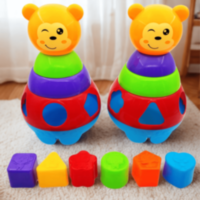 Ursuleț Interactiv de Sortare – Jucărie Educativă cu Forme Geometrice Colorate | image