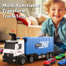 Tir Transportator cu Piste și Mașinuțe Metalice – Set Interactiv 2-în-1