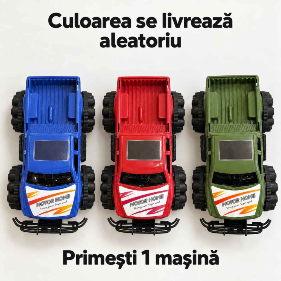 Cele trei culori ale mașinii pickup: albastru, roșu și verde; se primește o singură mașină, cu culoare aleatorie