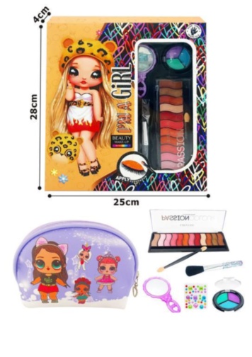 Trusa de Farduri cu Oglindă, Pensulă Machiaj și Gentuță