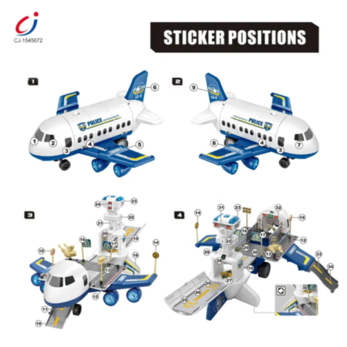 Aeronavă de Poliție cu Funcții de Pista și Vehicule – Jucărie Interactivă pentru Copii