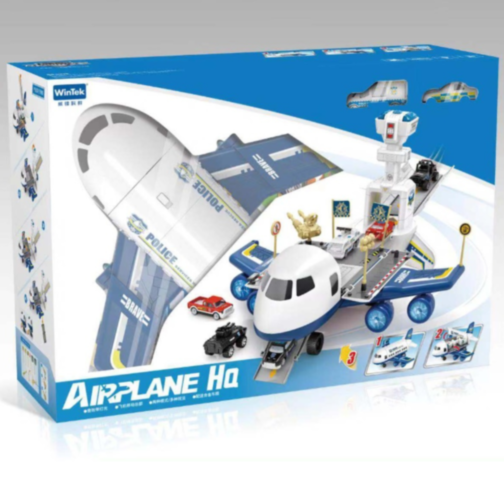 Aeronavă de Poliție cu Funcții de Pista și Vehicule – Jucărie Interactivă pentru Copii