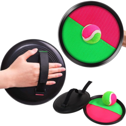 Set Joc de Prindere cu 2 Discuri Velcro și Minge Colorată – Distracție în Aer Liber