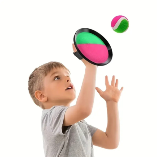 Set Joc de Prindere cu 2 Discuri Velcro și Minge Colorată – Distracție în Aer Liber