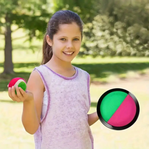 Set Joc de Prindere cu 2 Discuri Velcro și Minge Colorată – Distracție în Aer Liber
