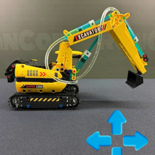 Excavator Hidraulic de Asamblat – 578 Piese, Macara STEM cu Mișcări Reale 