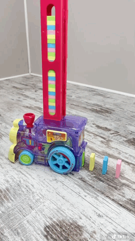 Tren Domino cu 80 de Piese Colorate și Aranjare Automată