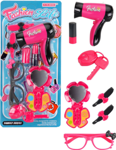 Set Fashion cu Uscator de Păr, Ochelari, Oglindă și Accesorii