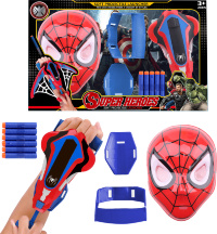 Set Spider Man cu Mască și Manușa Lansatoare de Proiectile