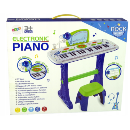 Pian Electronic cu Microfon și Scaun pentru Copii - Rock Music