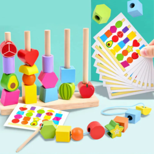 Set de Coloane Colorate cu Forme Geometrice și Activități Interactive