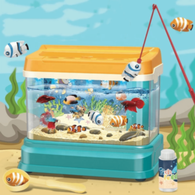 Acvariu de jucărie cu pești magnetici, lumină și muzică | image
