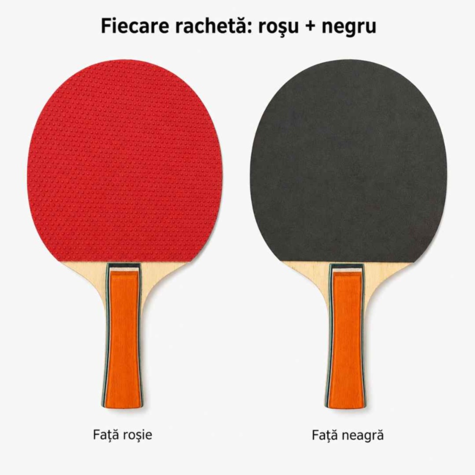 Fața roșie și fața neagră ale paletei de tenis de masă