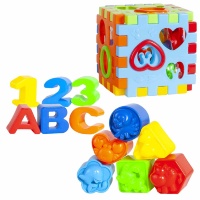Cub Puzzle Educativ cu 18 Figuri de Stivuit 