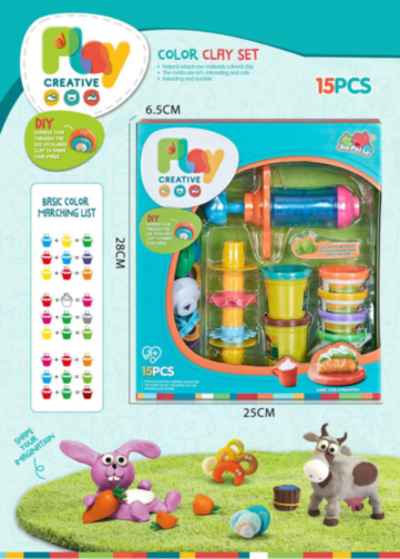 Set Plastilină 6 Culori cu Forme de Modelat