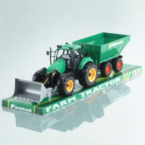 Tractor jucărie pentru copii cu cupă și remorcă (culoare aleatorie)