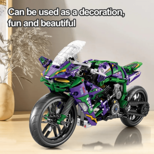 Set de construcție Motocicletă Racing Verde Violet cu 458 Piese 