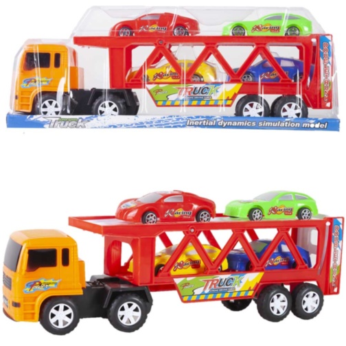Camion cu Trailer și 4 Mașinuțe, 34cm 