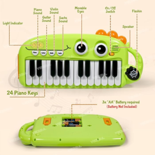 Pian Muzical Dinozaur cu Sunete Instrumentale