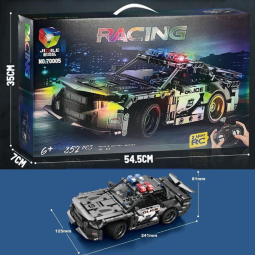 Mașină de Poliție de Asamblat cu Telecomandă – Set Tehnic 2.4GHz, 352 piese  