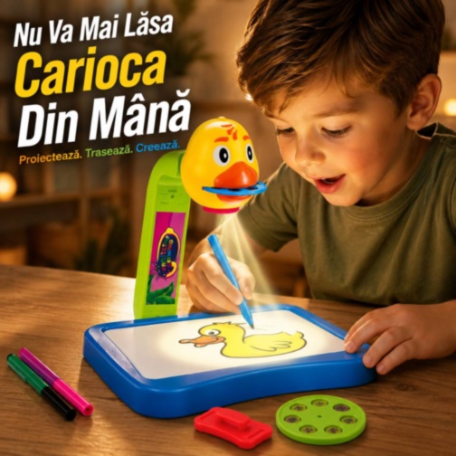 Proiector Rățușcă de Desenat cu Carioci și Șabloane