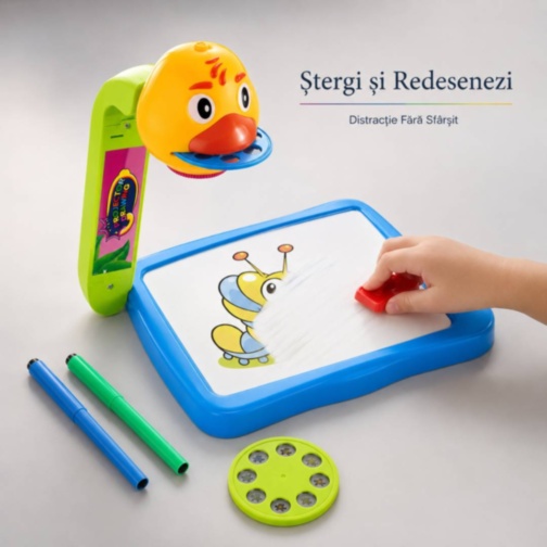 Proiector Rățușcă de Desenat cu Carioci și Șabloane