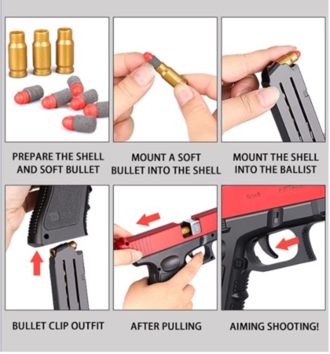 Pistol cu gloante moi, Incarcare manuala, Ejectarea carcasei goale