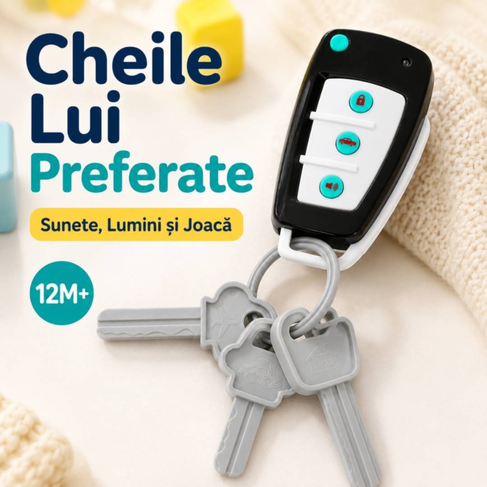 Chei auto interactive pentru bebeluși cu sunete, lumini și joacă
