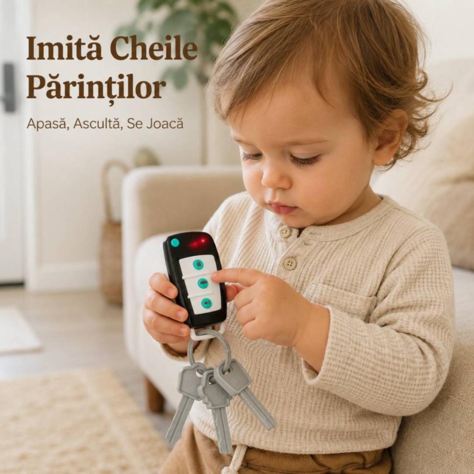 Copil imită cheile părinților cu jucărie interactivă