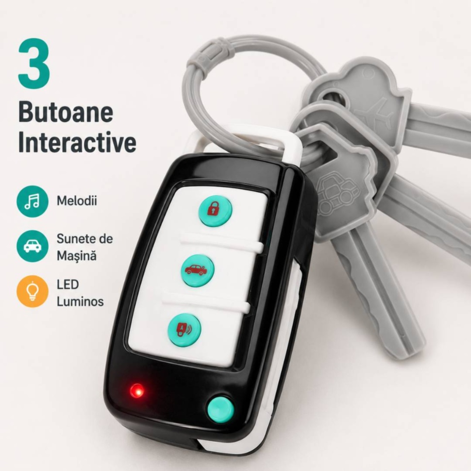 3 butoane interactive: melodii, sunete de mașină și LED luminos