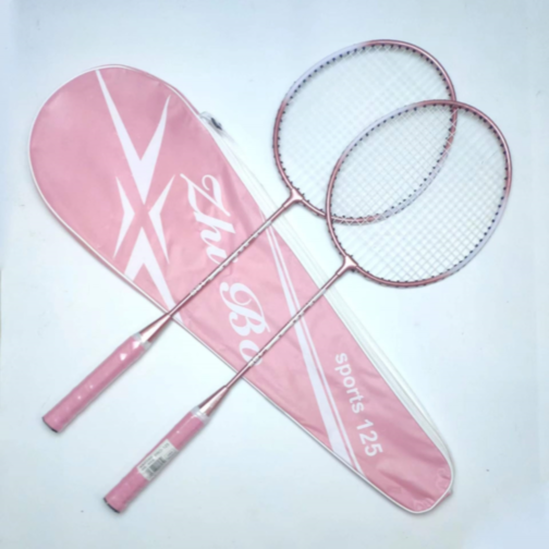 Set 2 Rachete Badminton Roz cu Geantă 