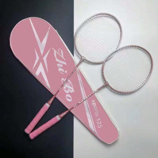 Set 2 Rachete Badminton Roz cu Geantă 