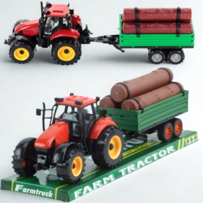 Tractor jucărie pentru copii cu remorcă pentru bușteni (culoare aleatorie) | image