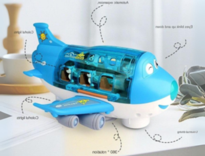Avion Interactiv cu Lumină, Muzică și 3 Omuleți (albastru)  | image