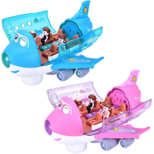 Avion Interactiv cu Lumină, Muzică și 3 Omuleți (albastru) 
