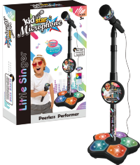 Microfon Karaoke cu Suport Reglabil, Amplificator de Voce, Mufă MP3 și Lumini 