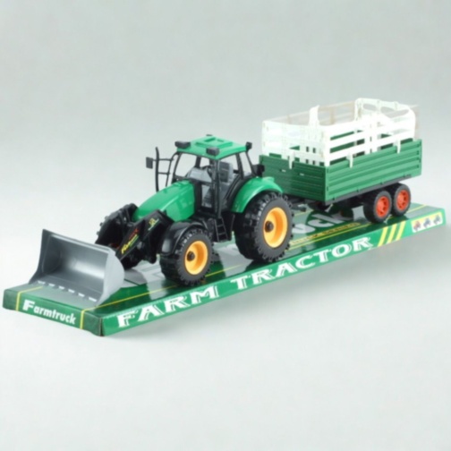 Tractor jucărie pentru copii cu cupă și remorcă (culoare aleatorie)