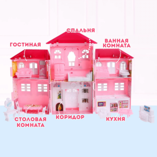 Căsuță Păpuși Mare cu Mobilier și Lumini Sunete 
