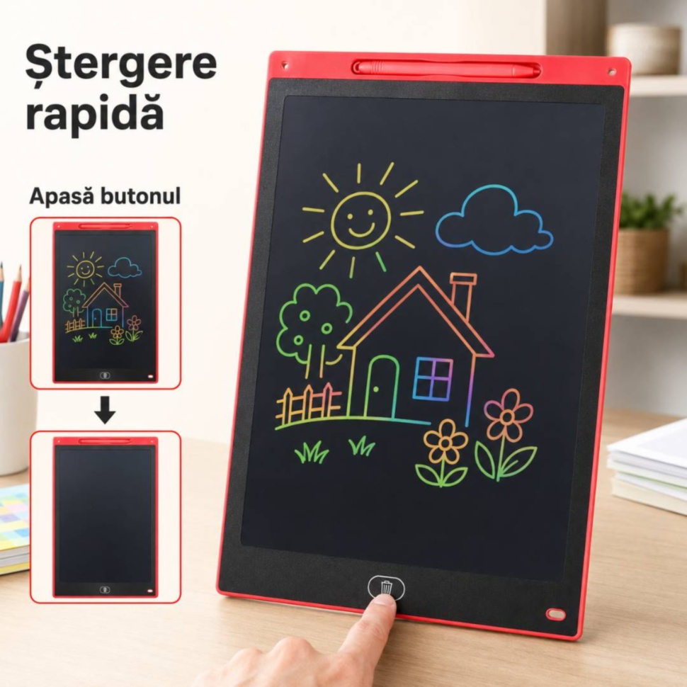Funcție de ștergere rapidă la tableta LCD pentru desen copii
