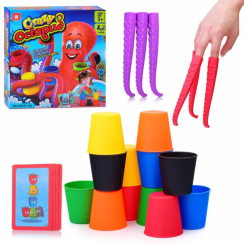 Joc Interactiv Crazy Octopus – Stivuiește Paharele și Antrenează-ți Reflexele!