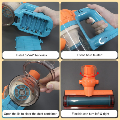 Aspirator de Jucărie Interactiv cu Lumină și Sunete