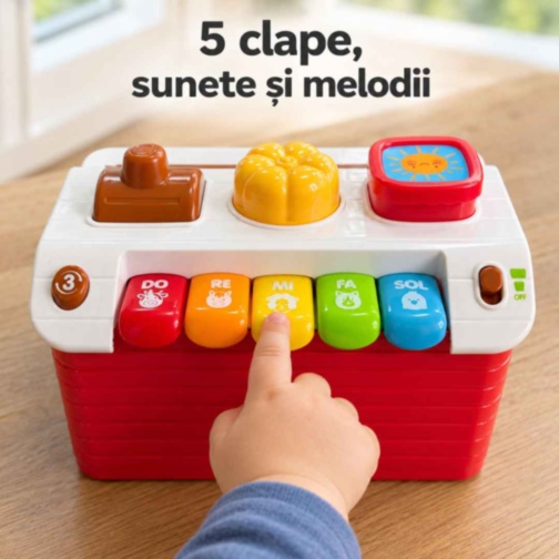 Fermă interactivă Pop Up cu animale, lumini și pian